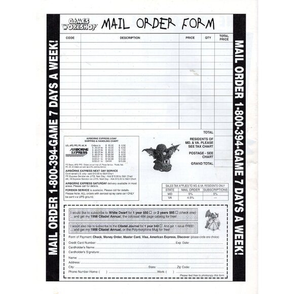 Citadel Miniatures 1998 Annual Mail Order Price Guide & Tons of old price info! - Picture 3 of 3